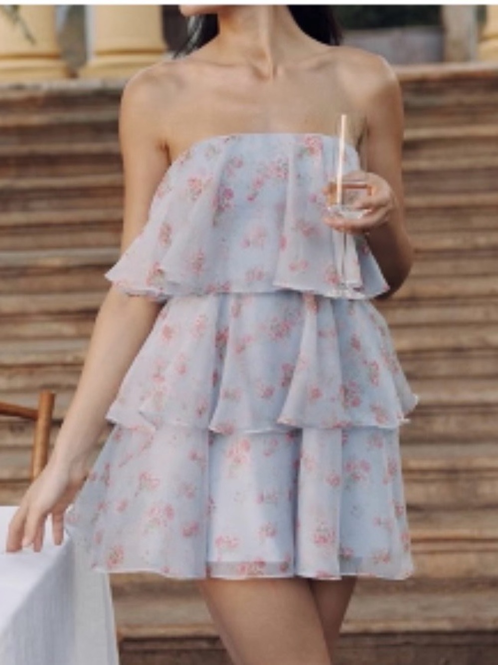 Abercrombie & Fitch Organza Tiered Mini Dress.